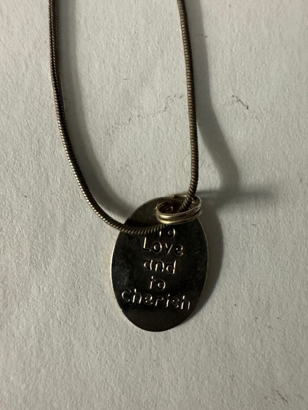 Love and to Cherish Oval Pendant Necklace - Silver Tone